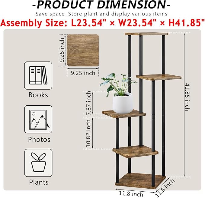 AZERPIAN Plant Stand 5 Tier Indoor Metal Flower Shelf - Image 4