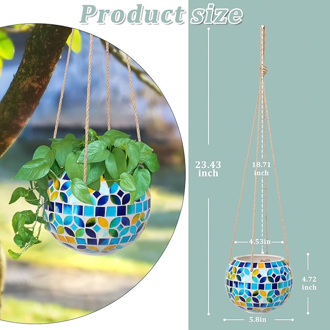 Ceramic Hanging Planter Mosaic Hanging Flower Pot Small Plant Pot - Image 7
