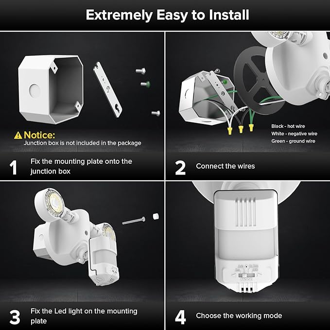 SANSI Upgraded 25W Motion Sensor Outdoor Lights 3000LM Flood Lights Outdoor - Image 7