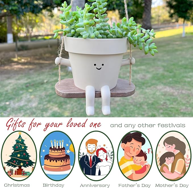 Hanging Planter Swing Face Plant Pot - Image 4