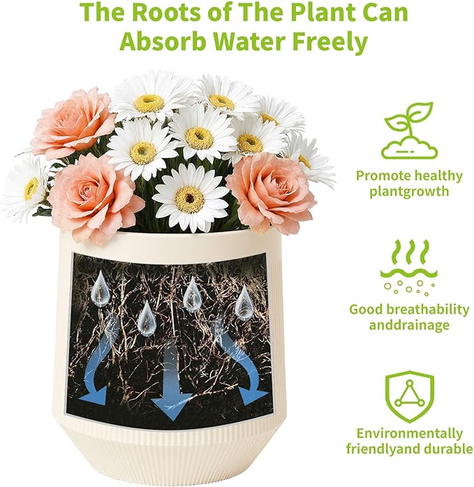 Plant Pots，Set of 3 Plastic Pots - Image 4