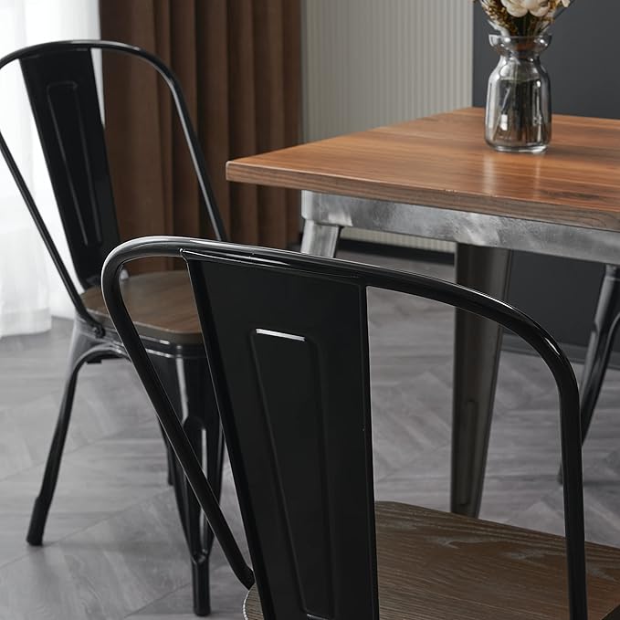 Nazhura Metal Dining Chair Farmhouse Tolix Style - Image 7