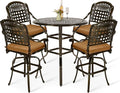 VIVIJASON 5-Piece Patio Swivel Bar Stools Set, All Weather Outdoor Cast by VIVIJASON