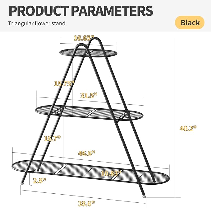 Plant Stand for Patio, 3-Tier Metal Plant Shelf–Indoor/Outdoor Display Rack for - Image 2