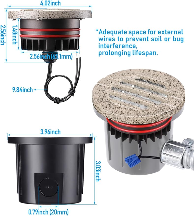 LEONLITE Dia. 4 Inch Well Lights Landscape LED In Ground, Grated Top, 3000K - Image 6