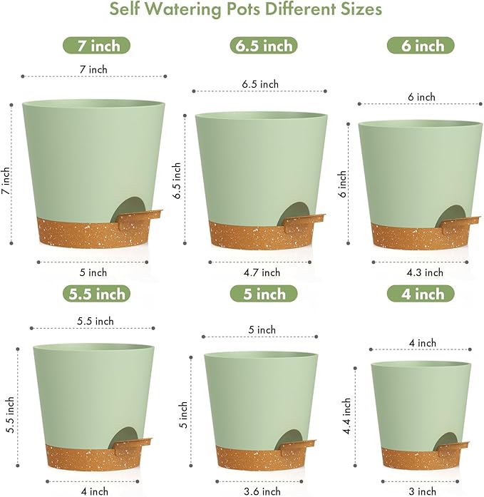 7/6.5/6/5.5/5/4 inch Self Watering Pots - Image 2