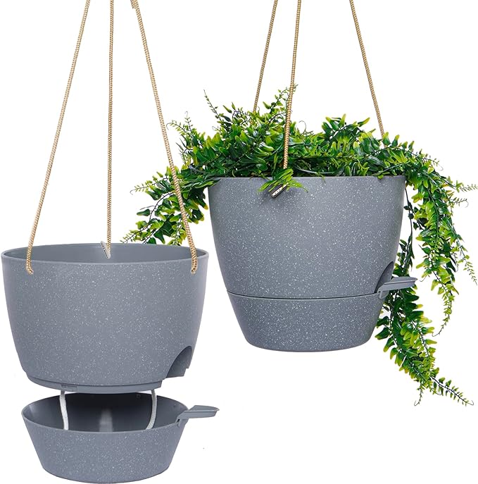 10 Inch Self Watering Hanging Pots, 2 Pack Hanging Planters by SwinDuck