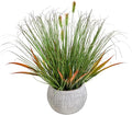 AlphaAcc 16.5" Fake Grass Plant Decorative Faux Greenery in Textured Gray by AlphaAcc