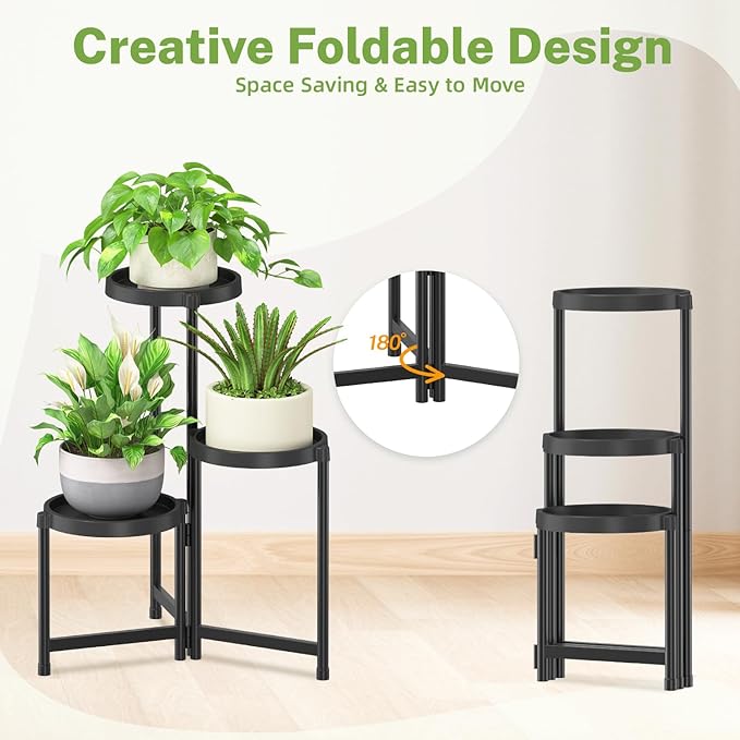 iDavosic.ly 3 Tier Folding Plant Stand Indoor Outdoor - Image 3