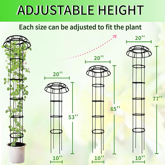 77-Inch Garden Trellis for Climbing Plants, Heavy-Duty Metal Obelisk - Image 2