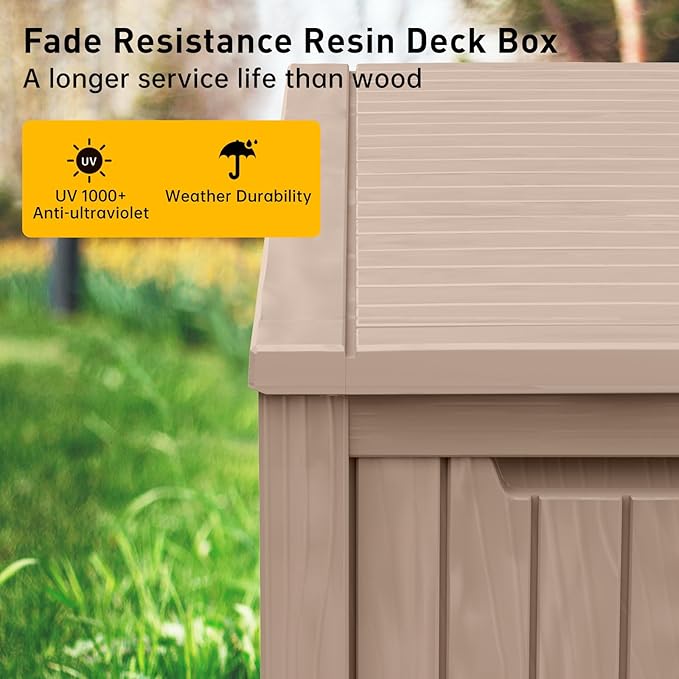 DRATO 200 Gallon Deck Box, Waterproof Resin Large Outdoor Storgae Box - Image 2