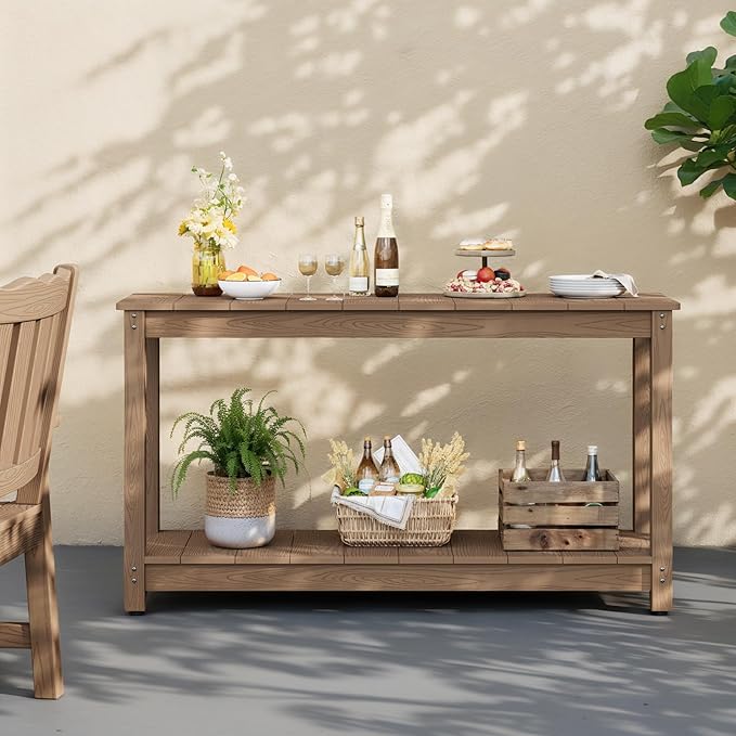Stoog All-Weather Patio Console Table, 2-Tier Outdoor Table - Image 9