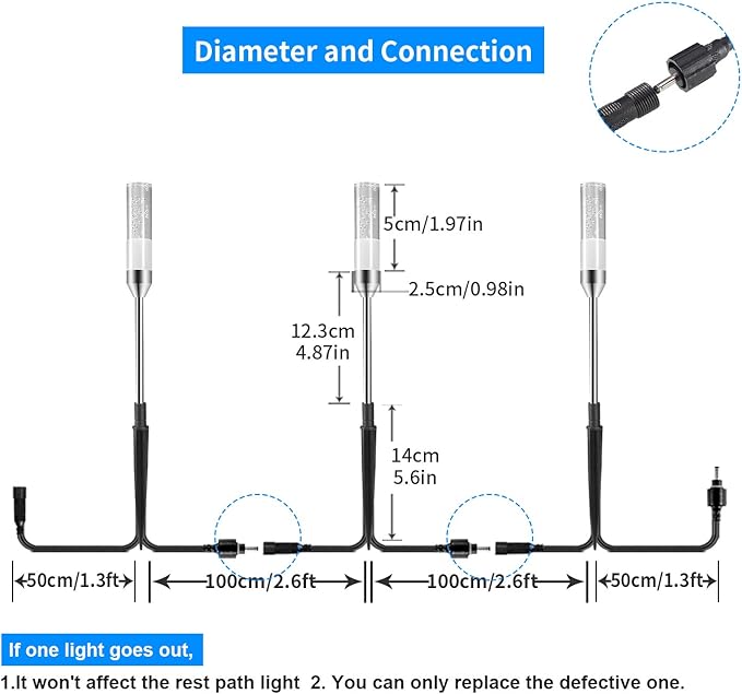 B-right 3PCS Extension Lights for Path Lights, Extendable Waterproof 0.8W 95 - Image 4