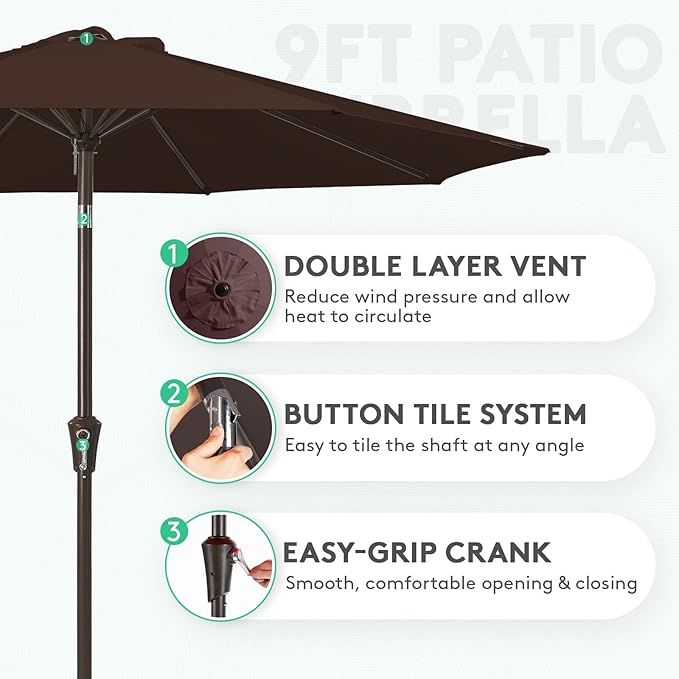 JEAREY 9FT Outdoor Patio Umbrella Outdoor Table Umbrella - Image 2
