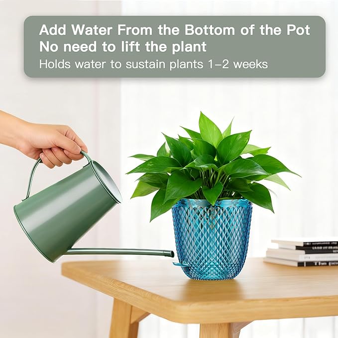 QCQHDU 2 Pack Self Watering Pots, 7.2 Inch Flower Pots - Image 3