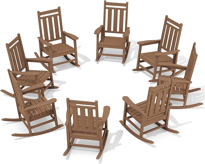 KINGYES Oversized Outdoor Rocking Chair Set of 8, All-Weather Patio Rocking by KINGYES