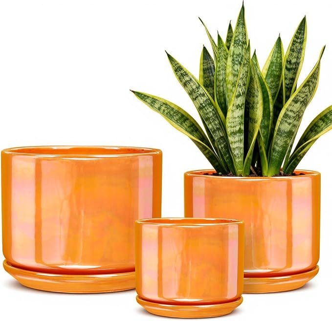 EFISPSS Ceramic Plant Pots, 4+5+6 Inch Ceramic Indoor Pots by EFISPSS