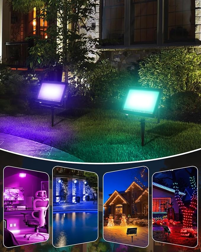 T-SUN Christmas Led Flood Light 60W, Outdoor Waterproof Color Changing Uplight - Image 8