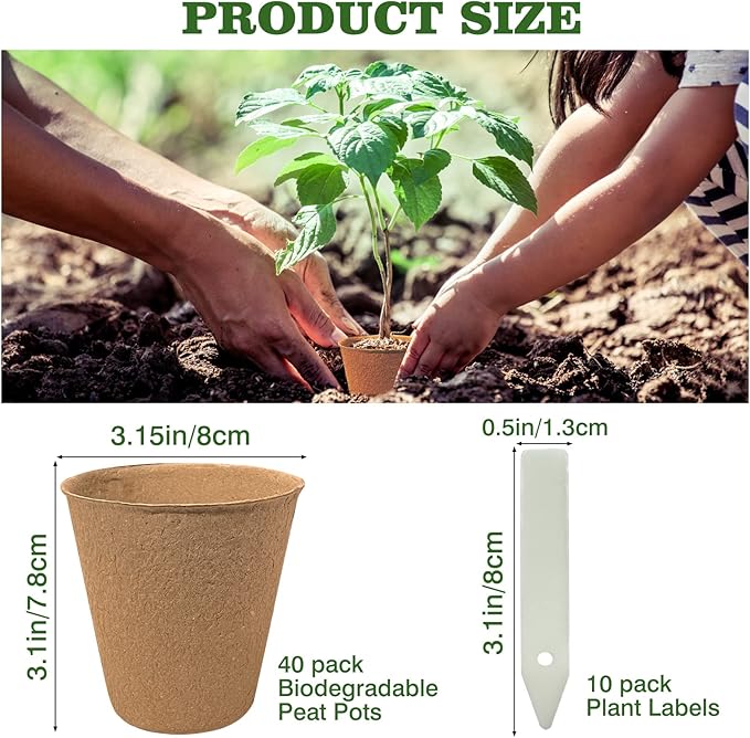 40Pcs 3.15 Inch Peat Pots, Biodegradable Eco-Friendly Round Plant Seedling - Image 2