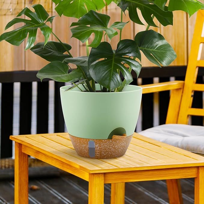 Self-Watering Plant Pots with Water Level Indicator, Drainage Holes & Saucers – - Image 4