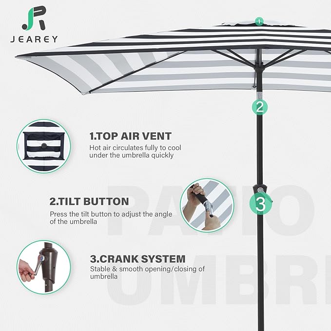 JEAREY 6.5x10 ft Rectangular Patio Umbrellas Rectangle Outdoor Umbrella - Image 7