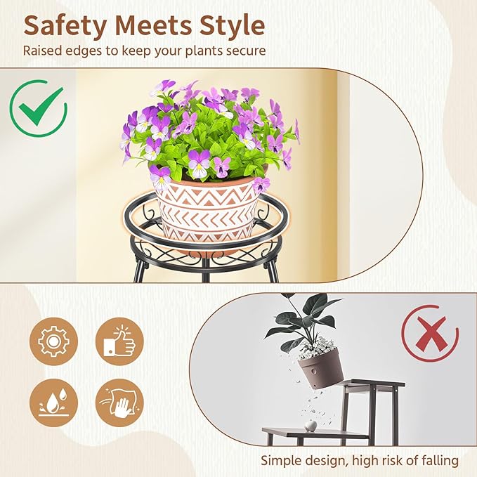LASZOLA Black 3 Tier Tall Plant Stand - Image 7