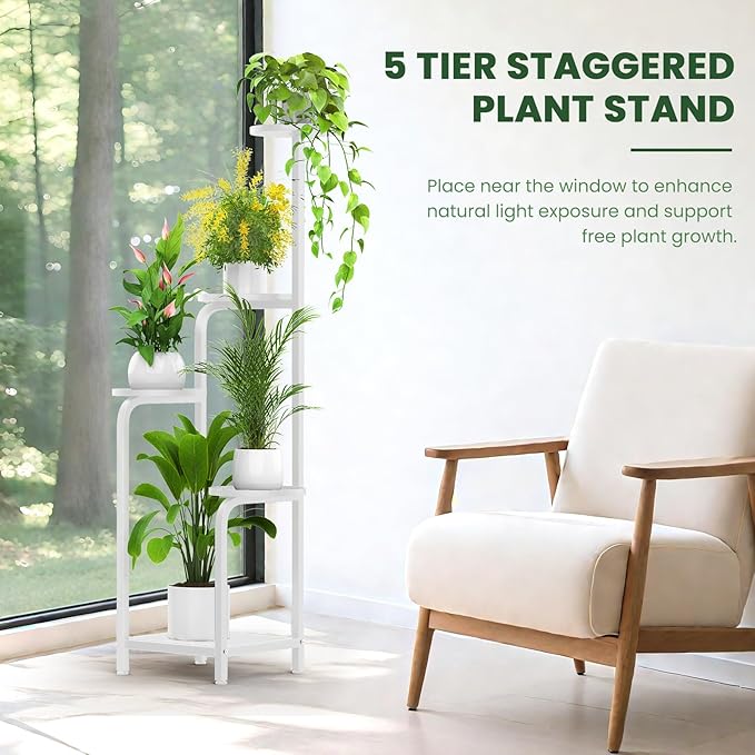 TOSKING 5 Tier Tall Plant Stand Indoor Outdoor, Heavy Duty Corner Shelf - Image 7