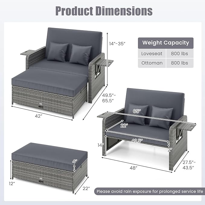 Tangkula Patio Rattan Daybed - Image 4