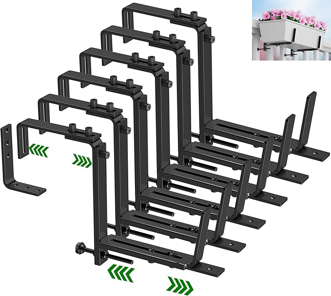 HFHOME 6PCS Adjustable Planter Box Brackets, Brackets by HFHOME