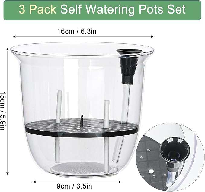 Plant Pots 6 inch Set of 3, Self Watering Pots - Image 2