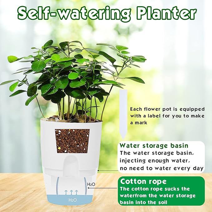 Haawooky 10 Pack Clear Self Watering Planters, 4.1Inch Wicking Flower Pots - Image 3