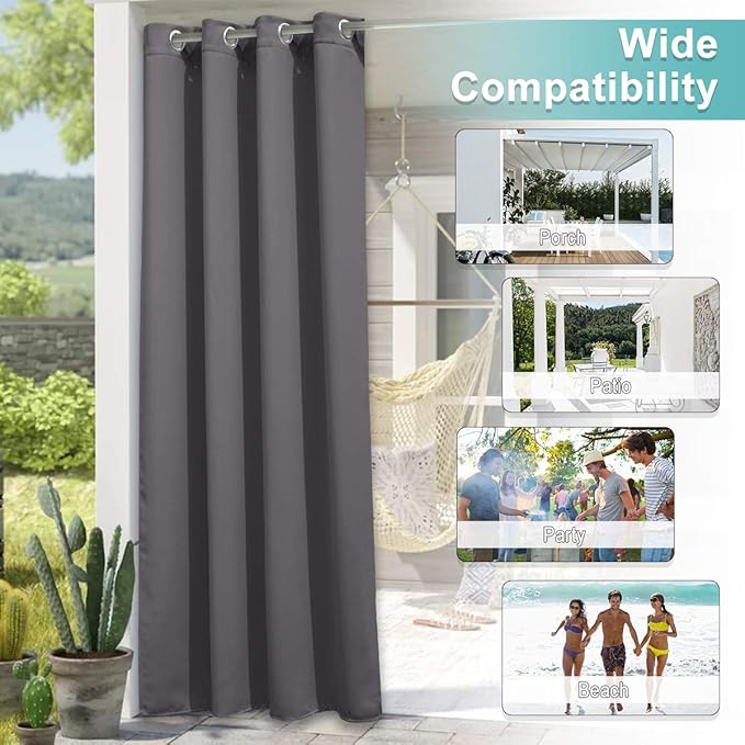 NICETOWN Patio Outdoor Curtain 140" Extra Wide Waterproof - Image 6