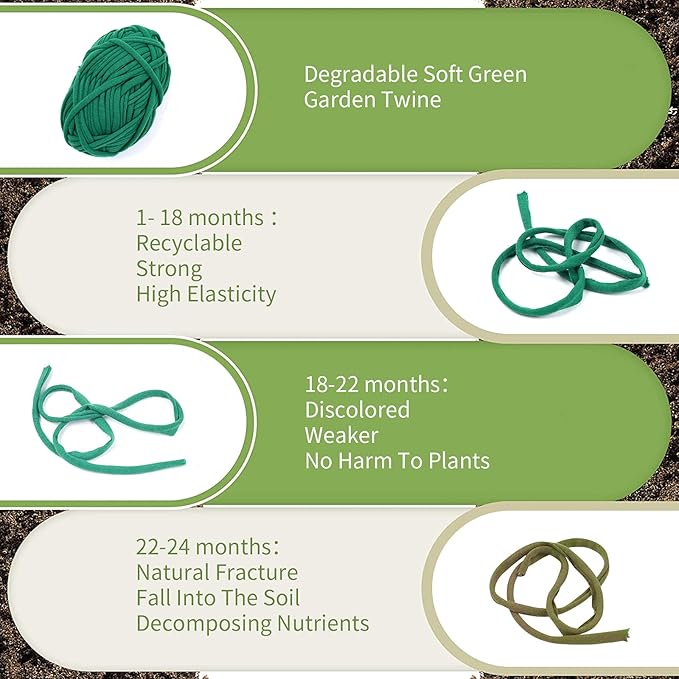 Decoroca Degradable Soft Green Garden Twine - 98FT Environmentally Smart Plant - Image 3