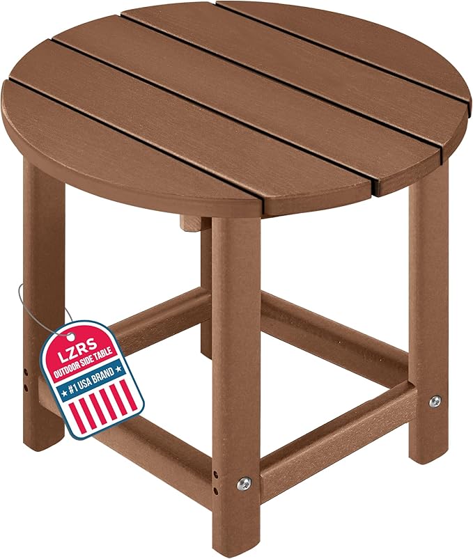 LZRS Round Adirondack Patio Side Table End Table, Outdoor Side Tables by LZRSPET