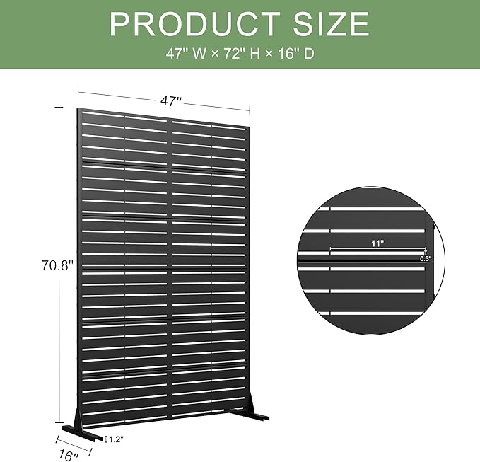Casaphoria Metal Privacy Screen Outdoor, Louvered Black - Image 5