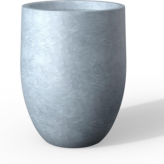Kante Tall Concrete Planter, 21.7-Inch Height Blue-Gray Large Indoor Outdoor by Kante
