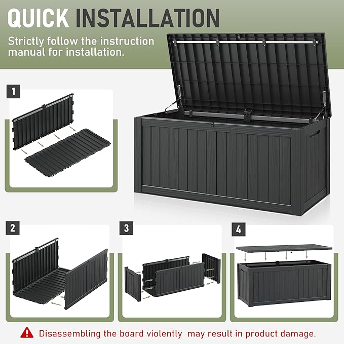 Outdoor Storage Box, Resin Deck Boxes Indoor and outdoor, Waterproof Storage - Image 6