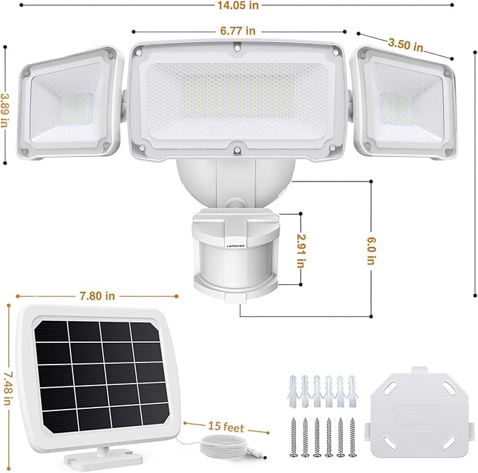 LEPOWER 1600LM LED Solar Security Lights Motion Outdoor, Motion Sensor Light - Image 8