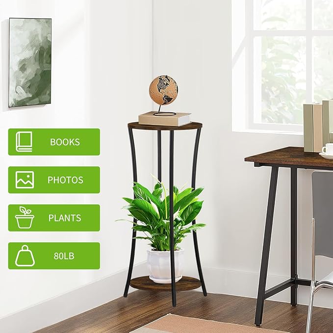 YINMIT Plant Stand Indoor, 2 Tier Round Potted Holder Rack, Flower Pot Stand - Image 6