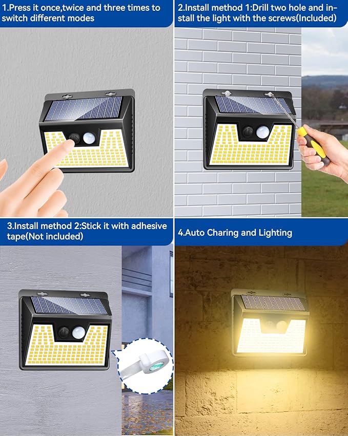 Peasur Solar Lights Outdoor Waterproof 16 Pack, Warm White 140LED Motion Sensor - Image 6