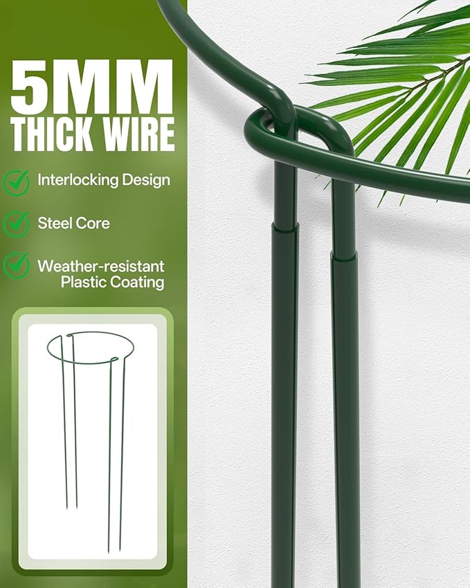 Joyhalo 12 Pack Peony Cages and Supports, 32 Inch Adjustable Plant Stakes - Image 2