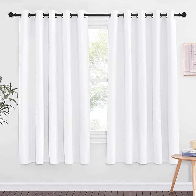 NICETOWN Room Darkening White Curtain 66 inches Long by NICETOWN