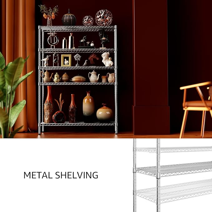 IZEUK 4250 LBS Garage Shelving Wide Storage Shelves 5 Tier Metal Shelves Heavy - Image 6