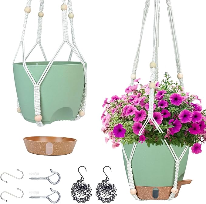 Hanging Planter for Indoor Plants 8 Inch, 2 Pack Self Watering Hanging Baskets by Fielda