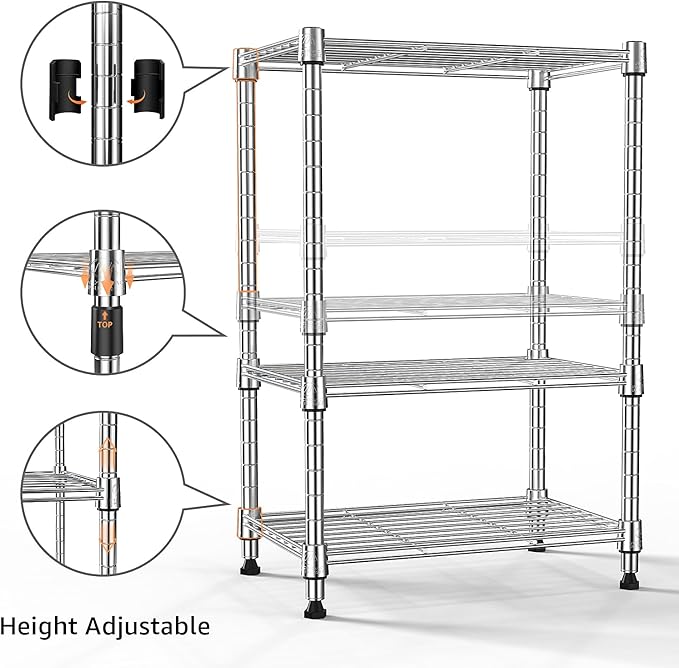 450 lbs Wire Storage Shelving 3-Tier Utility Shelving Unit Steel Organizer Wire - Image 9