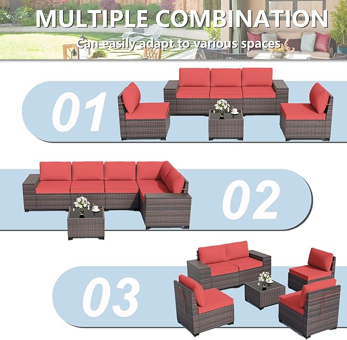 ALAULM 6 Pieces Patio Furniture Set, Oversized Seat/Armrest and High Back - Image 7