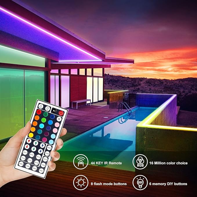 DAYBETTER Waterproof LED Light Strips 66ft, Outdoor LED Strip Lights Color - Image 9