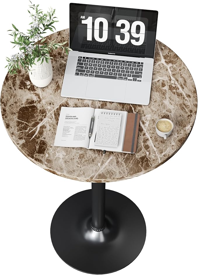 Flamaker Round Bistro Pub Table Modern Style Metal Base MDF Top Cocktail Bar - Image 4