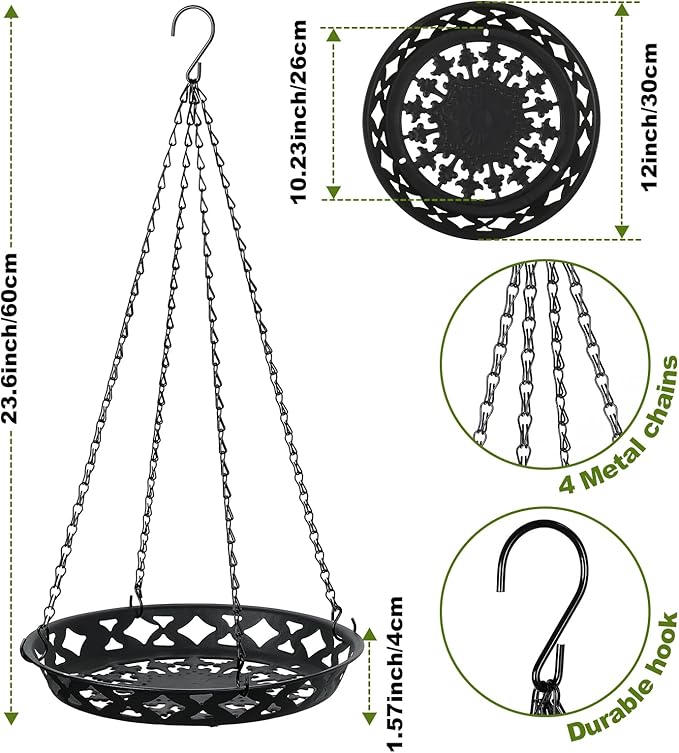Enhon 2 Pack Plant Hanger, 12 Inch Metal Hanging Planter - Image 2