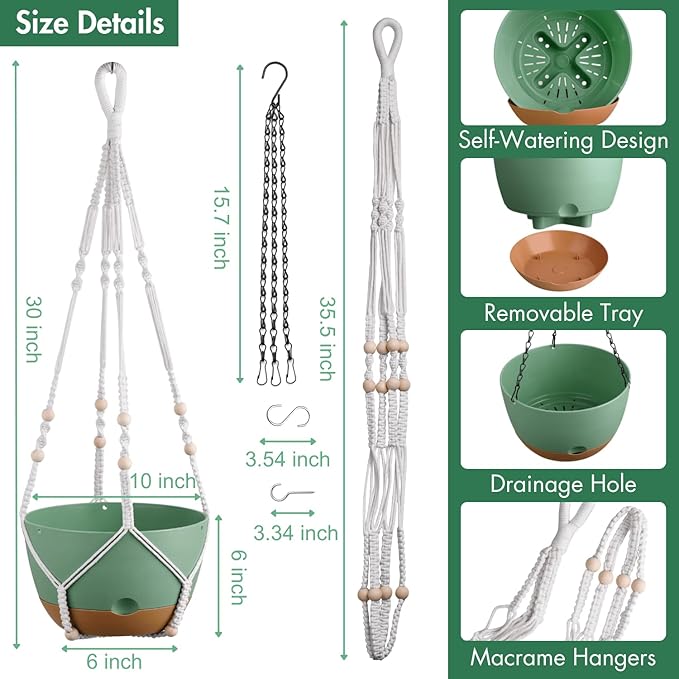 Set of 2-10 Inch Hanging Planters - Image 5